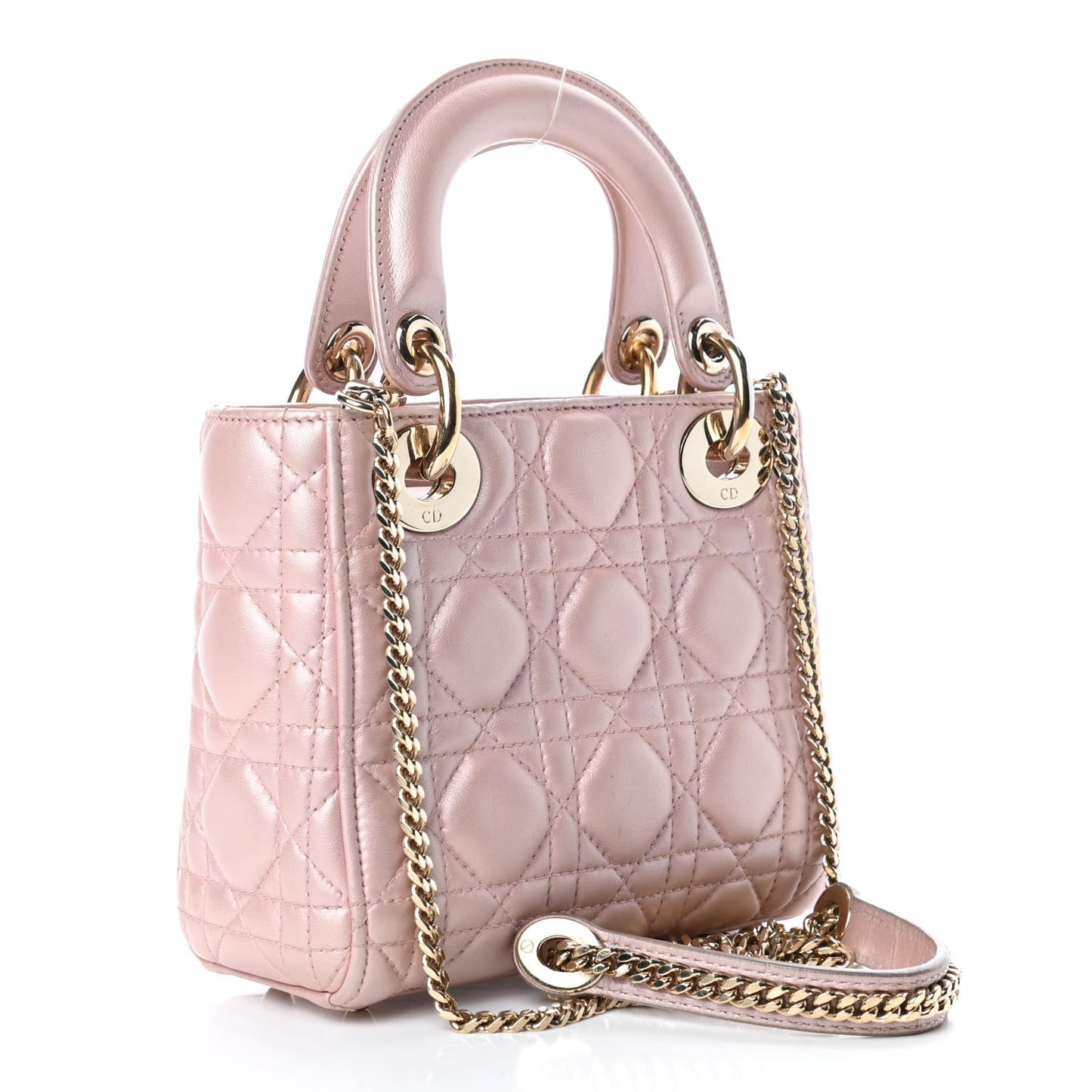 Metallic Lambskin Cannage Mini Lady Dior Lotus