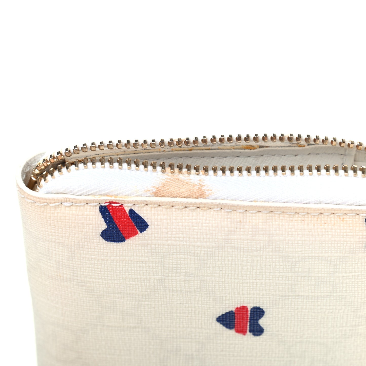 GG Plus Monogram Hearts GG Pierce Zip Around Wallet White Red