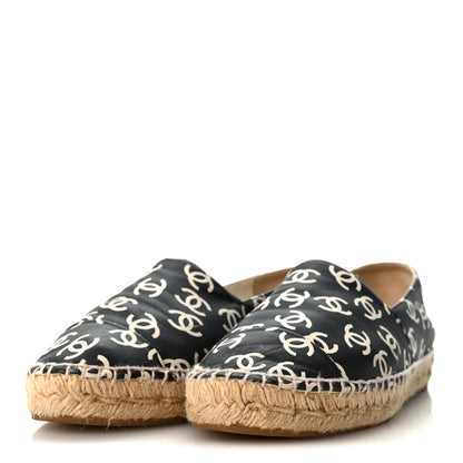 Chanel Lambskin Printed CC Espadrilles 38 Black White 4 of 10