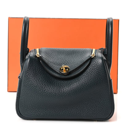 Hermes Taurillon Clemence Mini Lindy 20 Vert Cypress 11 of 11