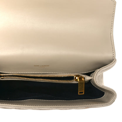 Saint Laurent Suede Matelasse Chevron Monogram Medium College Bag Crema Soft 3 of 10