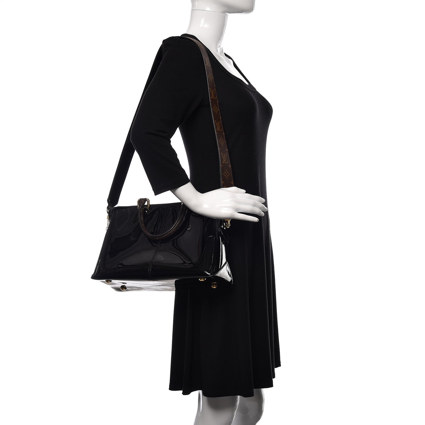 Patent Calfskin Miroir Tote Black