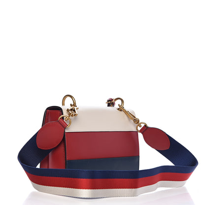 Gucci Calfskin Sylvie Web Queen Margaret Shoulder Bag Blue Agata Hibiscus Red Mystic White 3 of 10