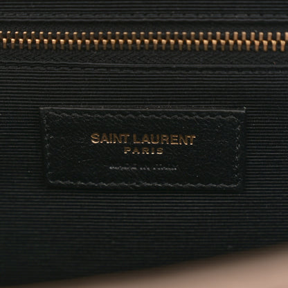 Saint Laurent Grain De Poudre Mixed Matelasse Large Triquilt Monogram Satchel Dark Beige 6 of 11