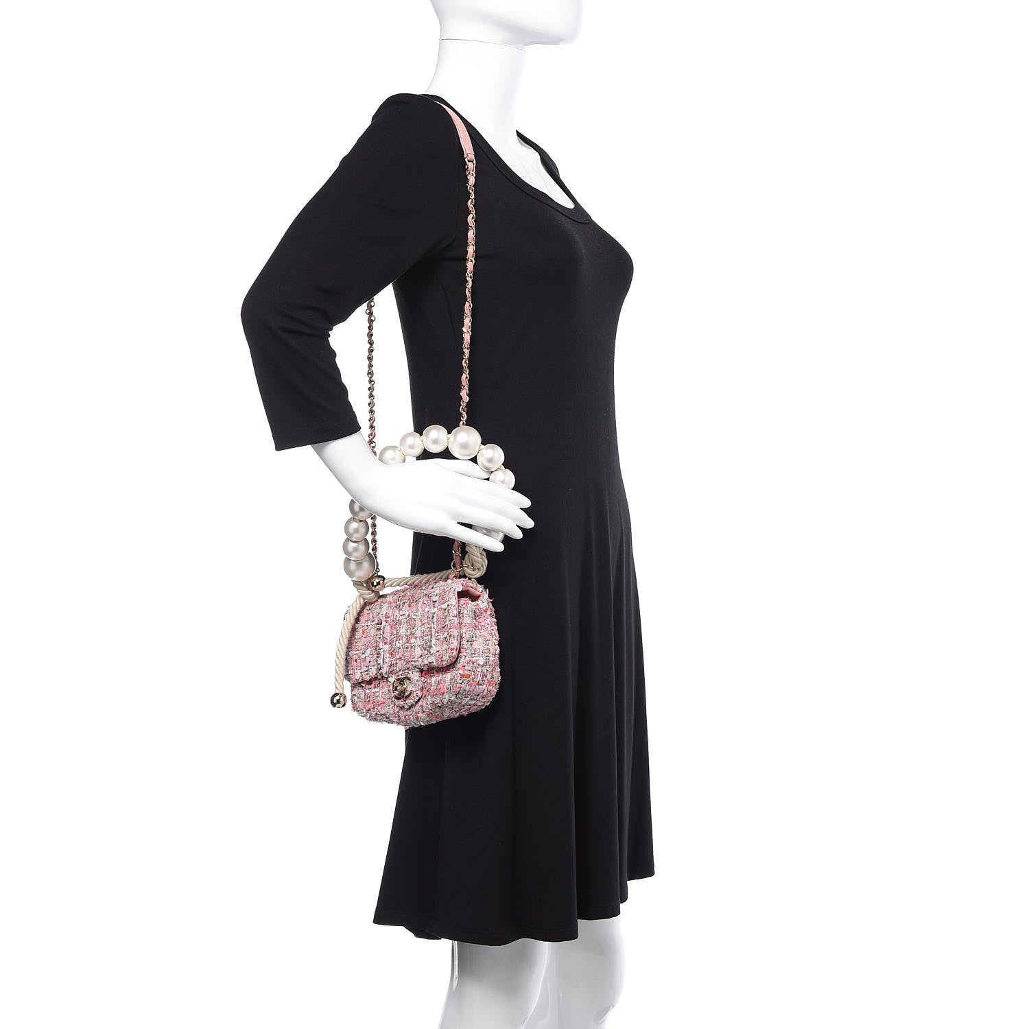 Chanel Tweed Mini Pearl Handle Flap Pink Beige Orange Ecru 2 of 11