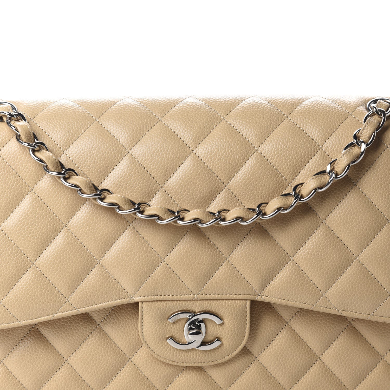 Chanel Caviar Quilted Jumbo Double Flap Beige 11 of 11