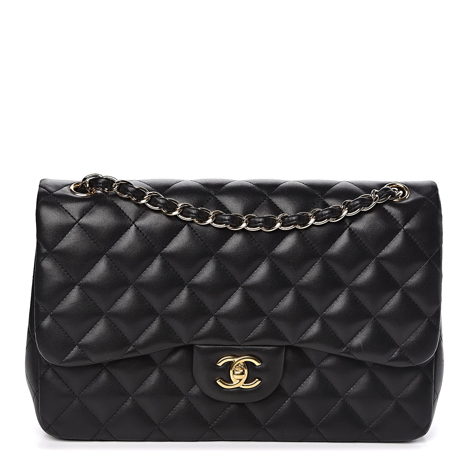 Chanel Lambskin Quilted Jumbo Double Flap Black 2 of 12