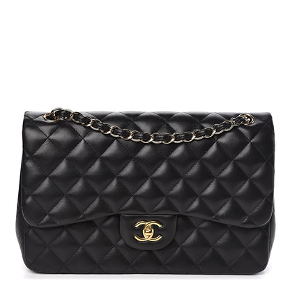 Chanel Lambskin Quilted Jumbo Double Flap Black 2 of 12