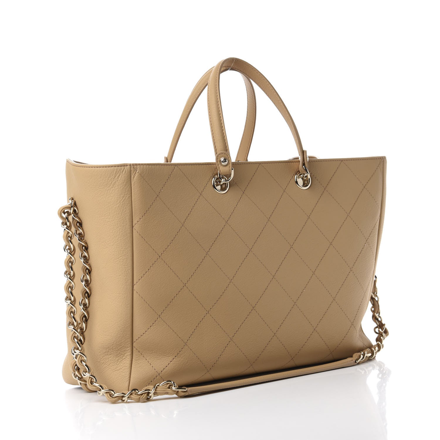 Chanel Bullskin Stitched Medium Shopping Bag Beige 4 of 11