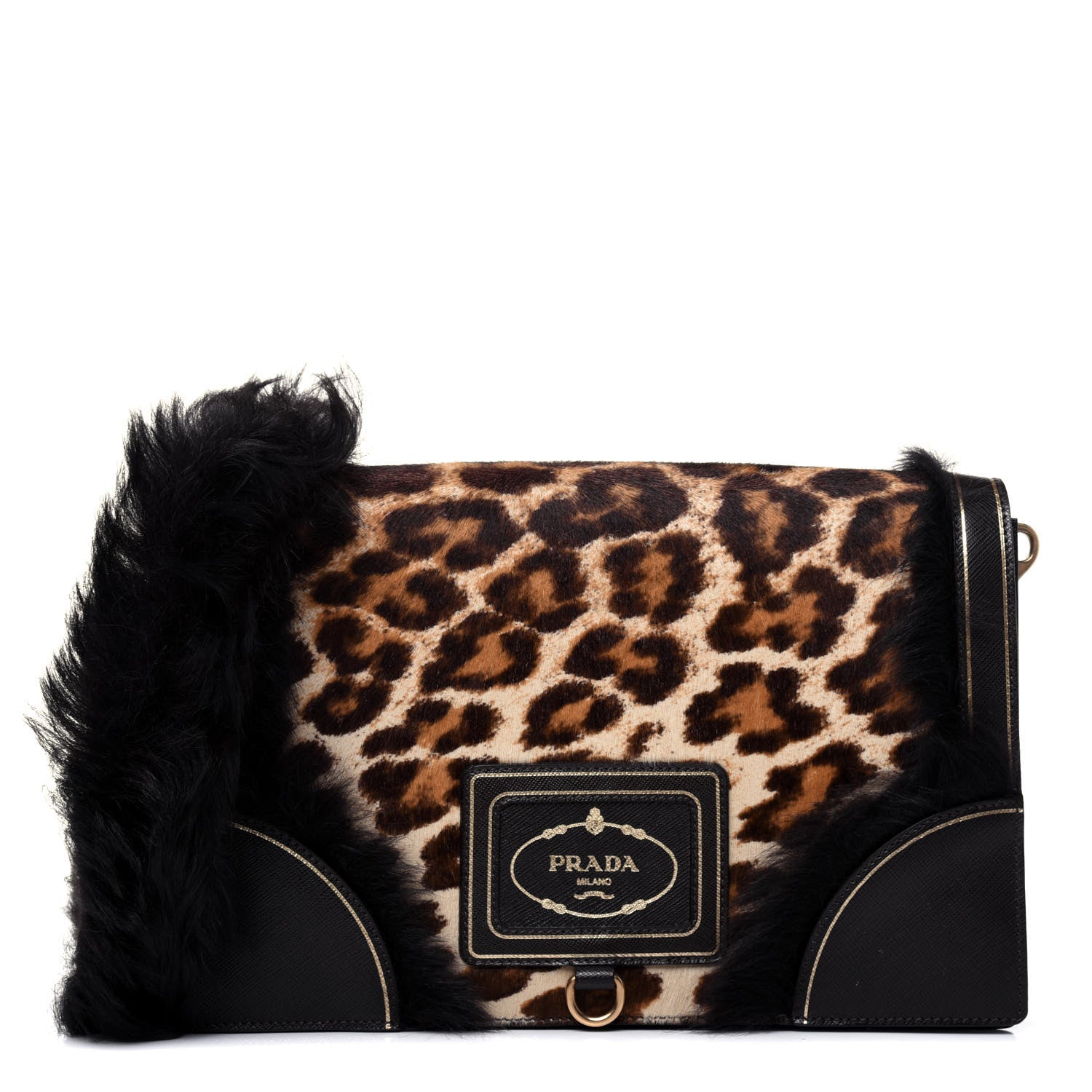 Prada Calf Hair Leopard Print Shoulder Bag Avorio 1 of 17