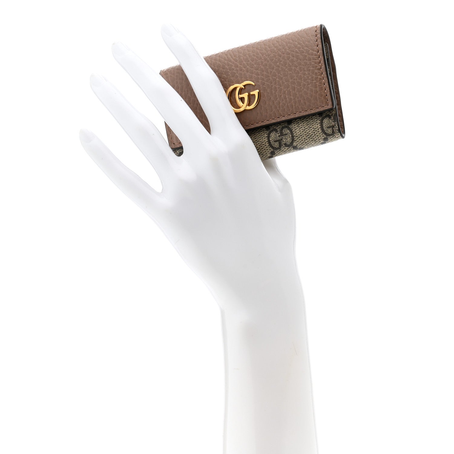 Gucci Dollar Calfskin GG Supreme Monogram GG Marmont 6 Key Holder Case Porcelain Rose Beige Ebony 2 of 8