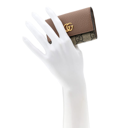 Gucci Dollar Calfskin GG Supreme Monogram GG Marmont 6 Key Holder Case Porcelain Rose Beige Ebony 2 of 8