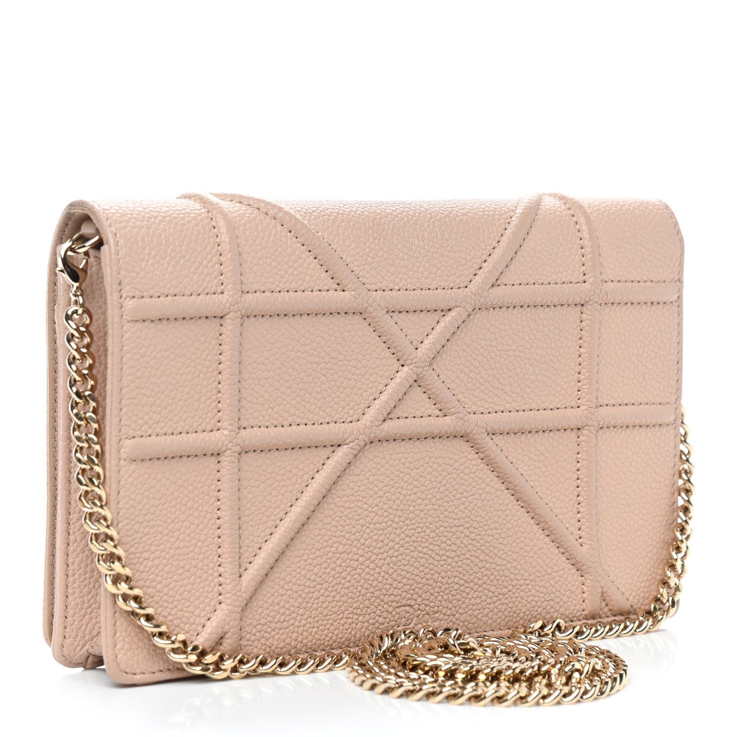 Christian Dior Grained Calfskin Diorama Wallet on Chain Pouch Nude 3 of 9