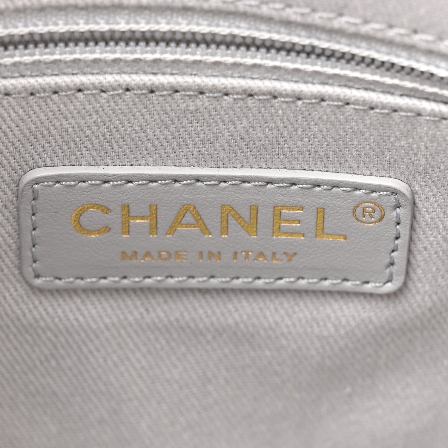Chanel Grained Calfskin Stitched Small Drawstring Bag Grey 6 of 12