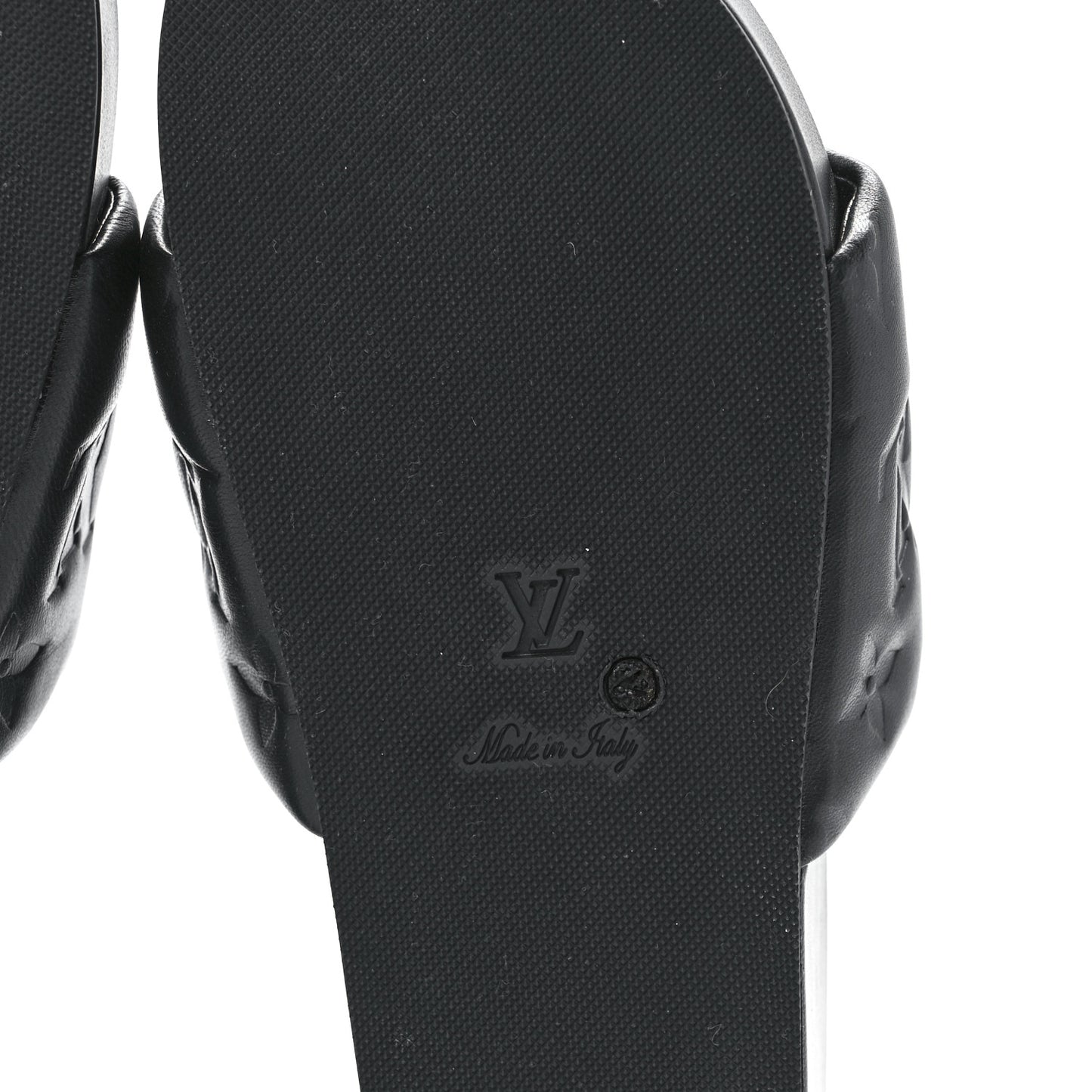 Lambskin Embossed Monogram Jumbo Flatform Mule Sandals 35 Black
