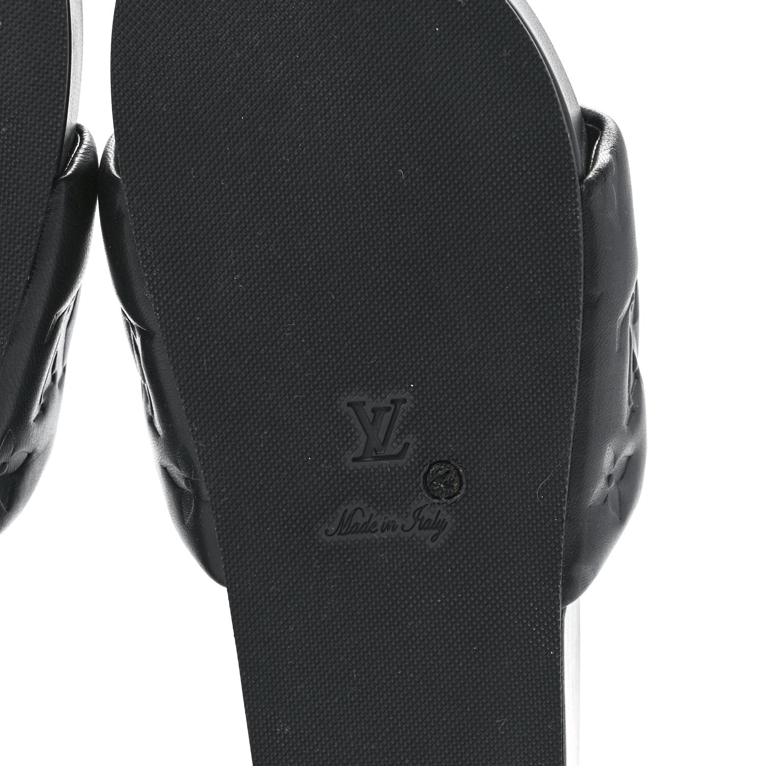 Louis Vuitton Lambskin Embossed Monogram Jumbo Flatform Mule Sandals 35 Black 6 of 9