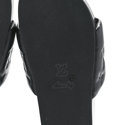 Louis Vuitton Lambskin Embossed Monogram Jumbo Flatform Mule Sandals 35 Black 6 of 9