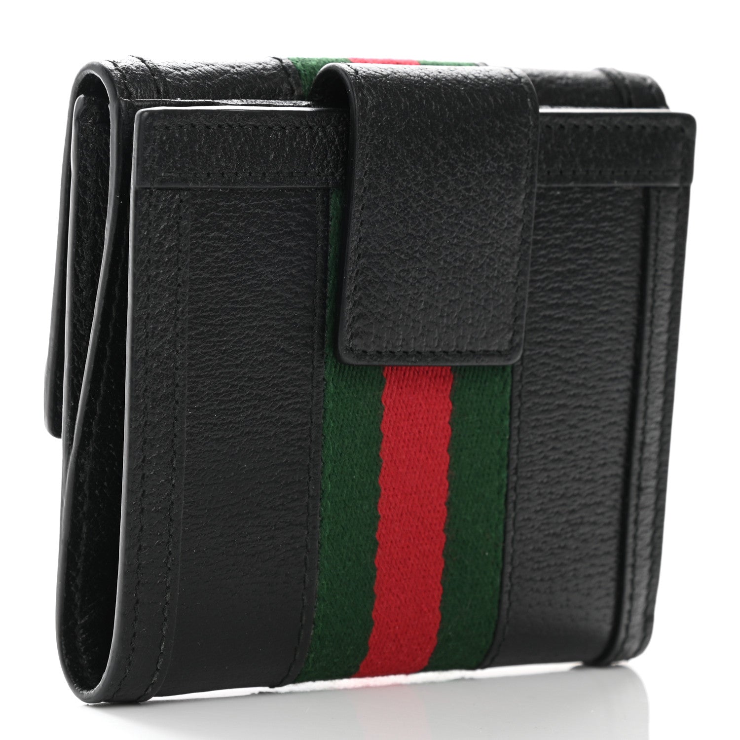 Gucci Textured Calfskin Web Ophidia French Flap Wallet Black 3 of 7