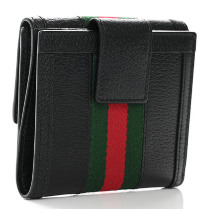 Gucci Textured Calfskin Web Ophidia French Flap Wallet Black 3 of 7
