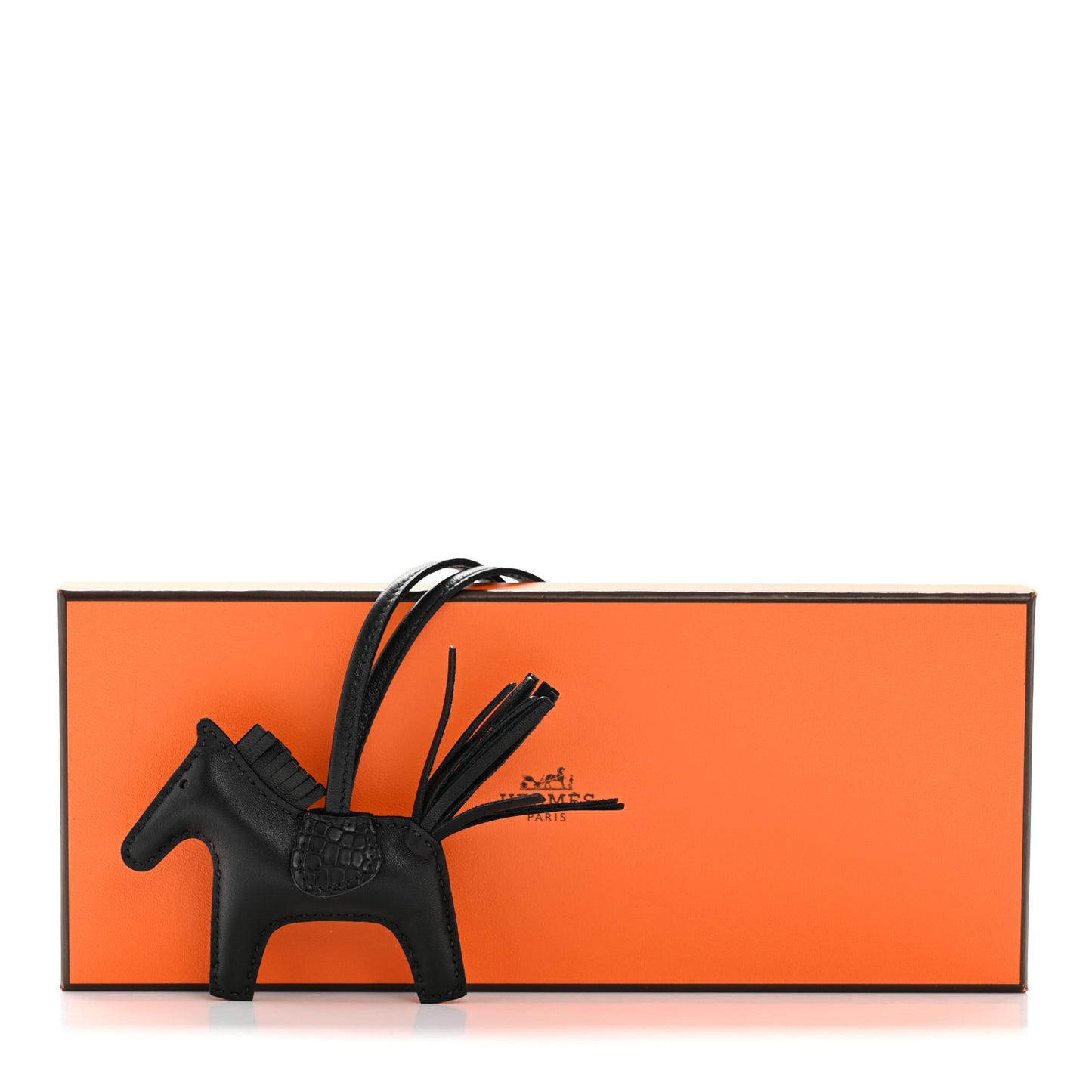 Milo Lambskin Matte Alligator Touch Grigri Rodeo Horse Bag Charm PM So Black