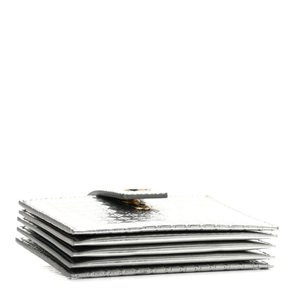 Christian Dior Metallic Patent Micro-Cannage Montaigne Gusseted Card Holder Silver 4 of 8