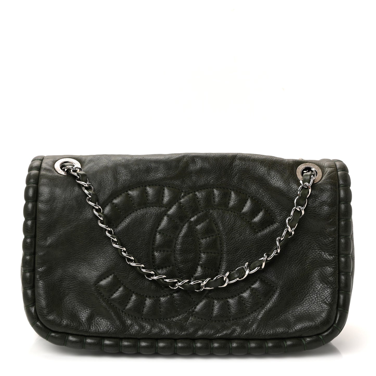 Calfskin Medium On the Bund Flap Dark Khaki