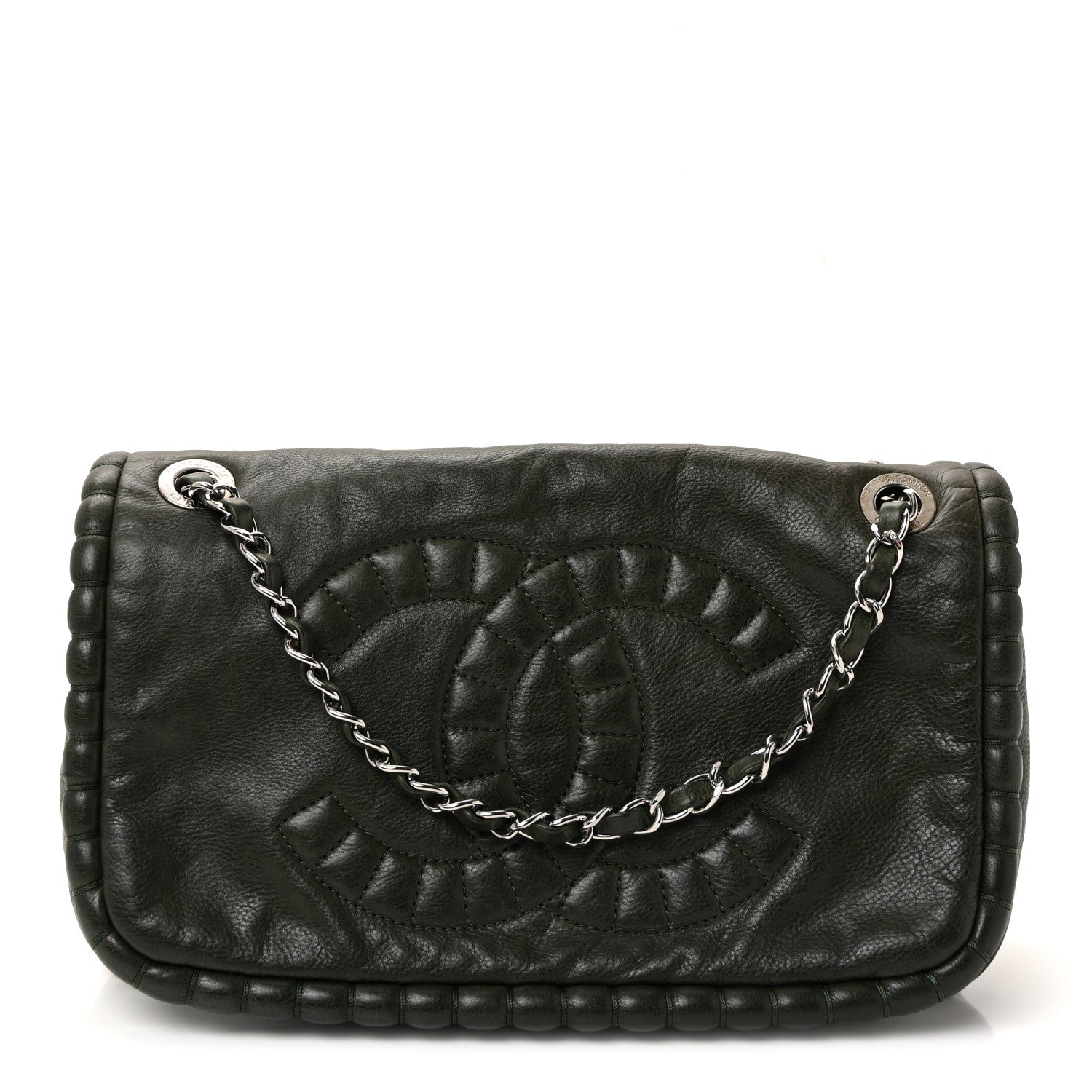 Chanel Calfskin Medium On the Bund Flap Dark Khaki 1 of 10