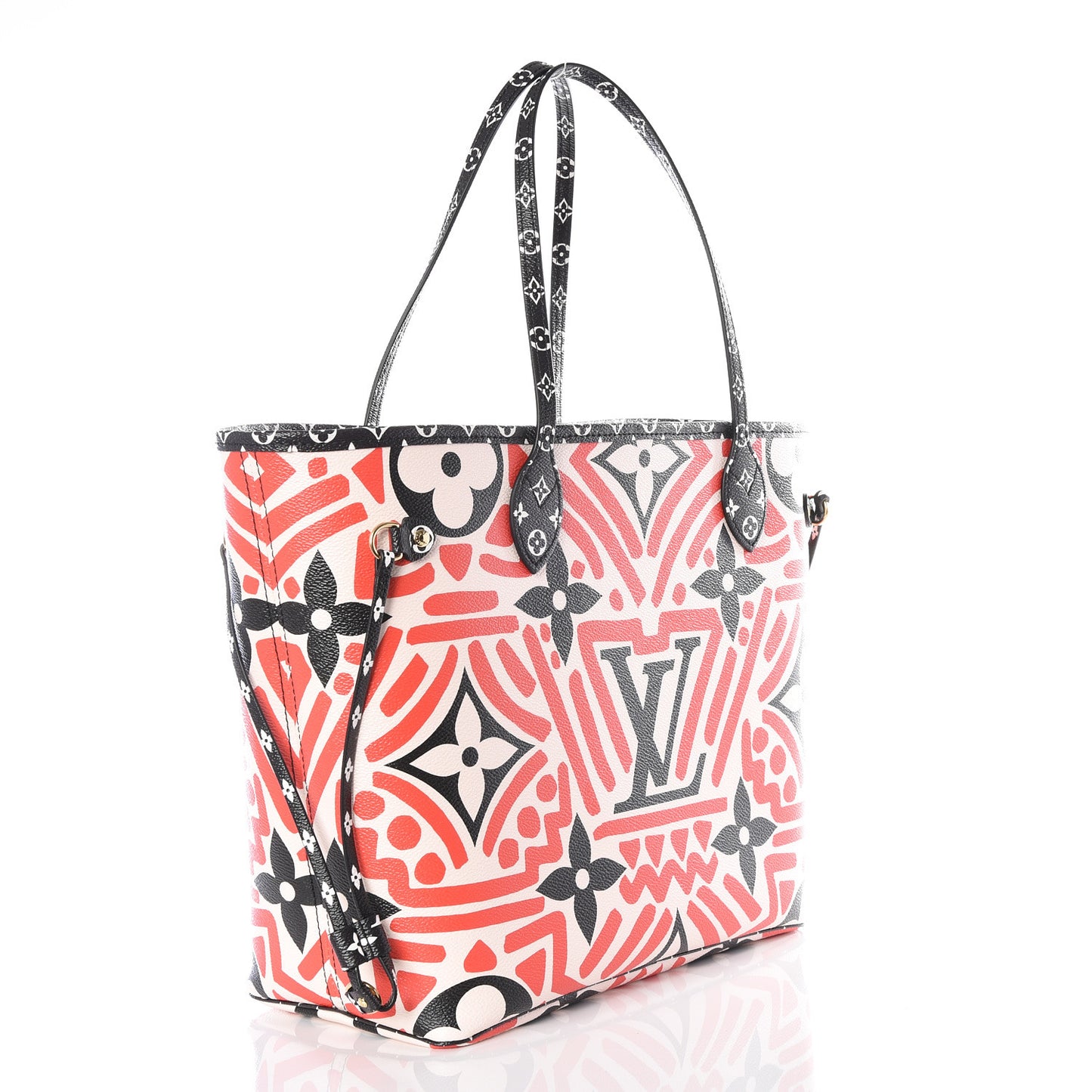 Monogram Giant Crafty Neverfull MM Creme Rouge Black