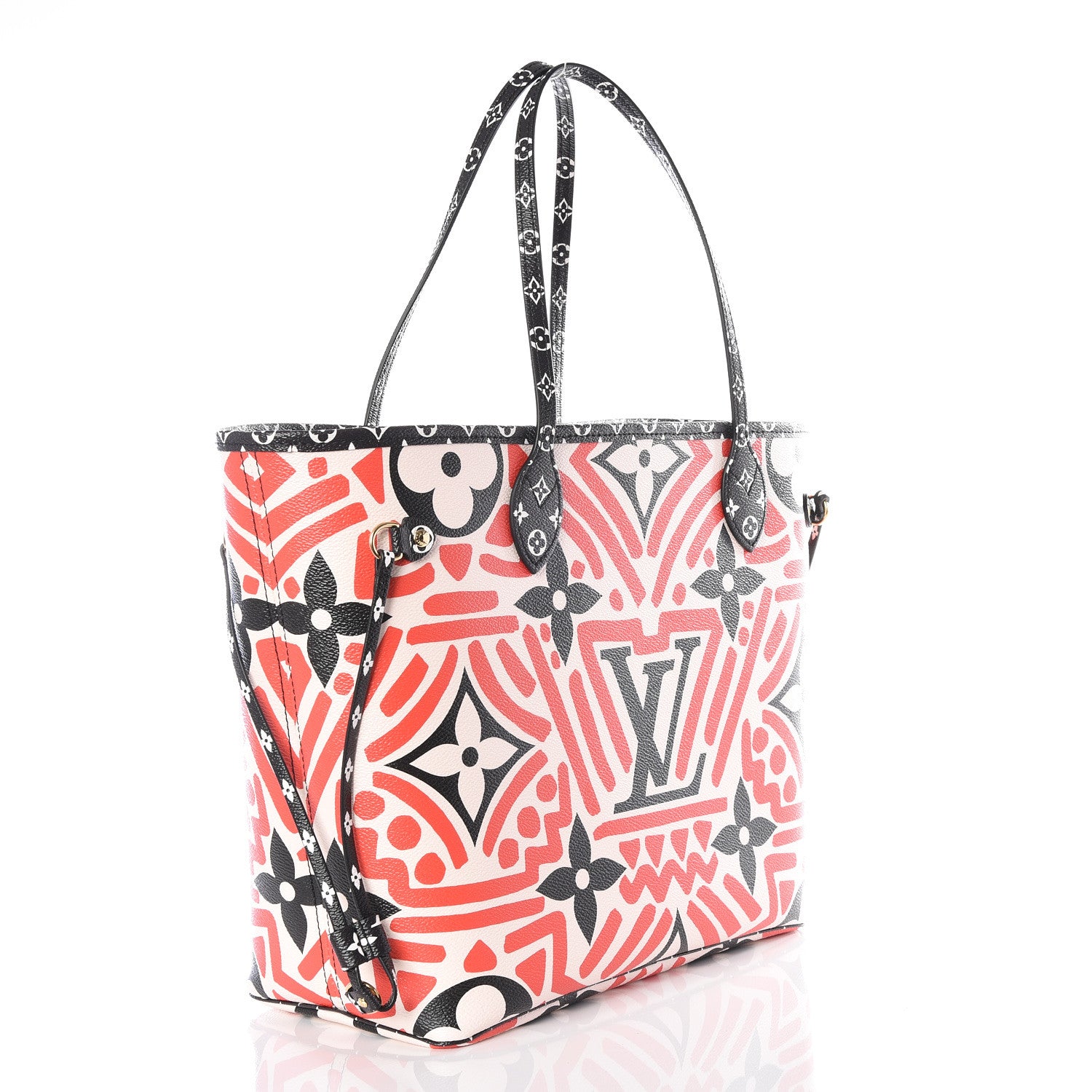 Louis Vuitton Monogram Giant Crafty Neverfull MM Creme Rouge Black 3 of 11
