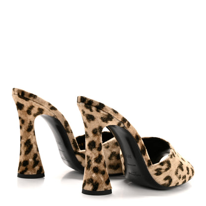 Saint Laurent Velvet Leopard Print Gippy 105 Sandals 38.5 Manto Naturale 5 of 10