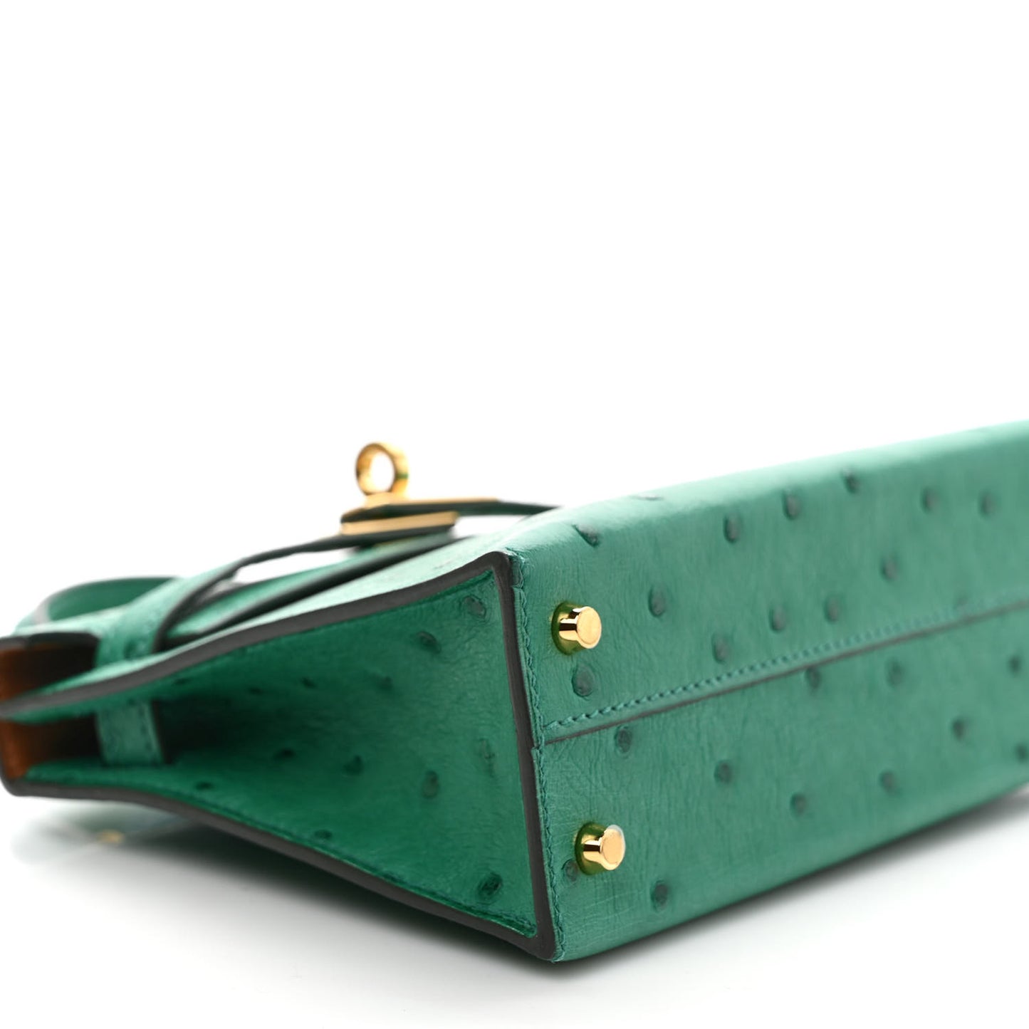 Ostrich Horseshoe Kelly Sellier Mini 20 Vert Vertigo Gold