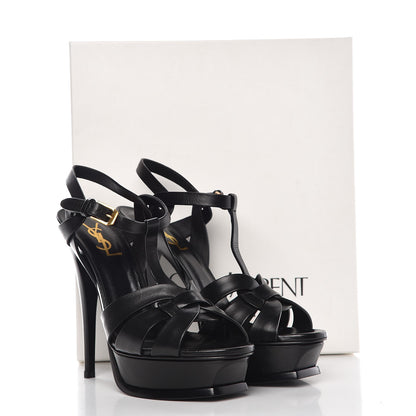 Saint Laurent Calfskin Tribute 105 Platform Sandals 37.5 Black 10 of 10