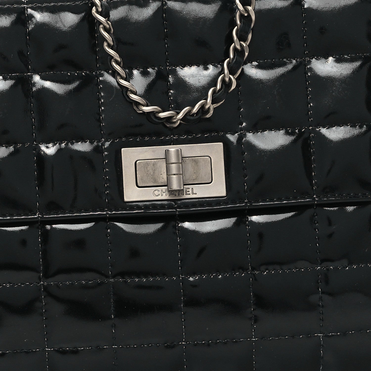 Chanel Patent Chocolate Bar Reissue Single Flap Black 9 of 13