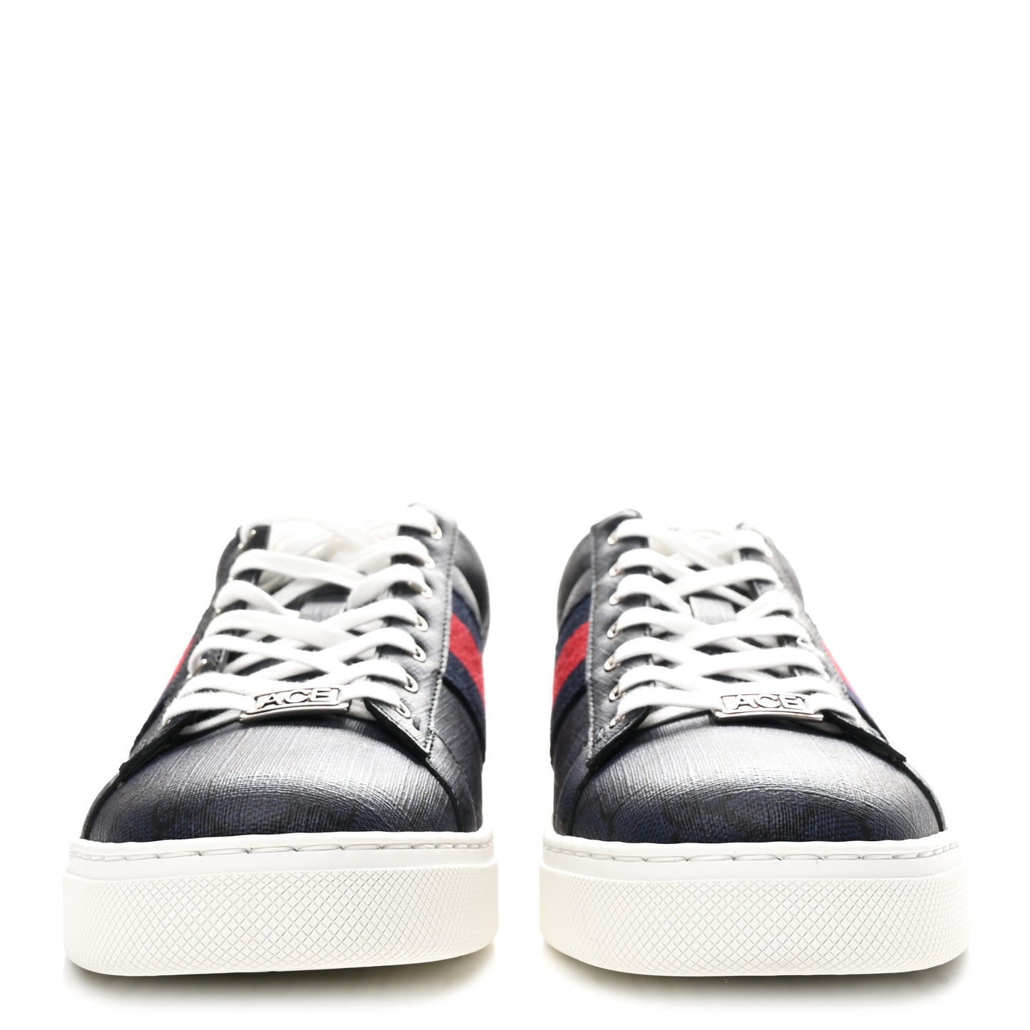 GG Supreme Monogram Ayers Web Mens New Ace Sneakers 8 Dark Blue