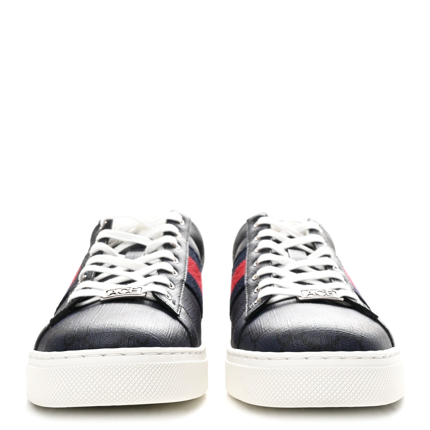 Gucci GG Supreme Monogram Ayers Web Mens New Ace Sneakers 8 Dark Blue 3 of 10