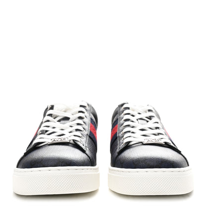 Gucci GG Supreme Monogram Ayers Web Mens New Ace Sneakers 8 Dark Blue 3 of 10