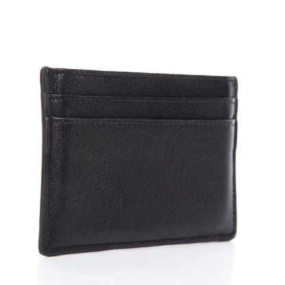 Saint Laurent Calfskin Lip Embroidered Credit Card Case Black 3 of 9