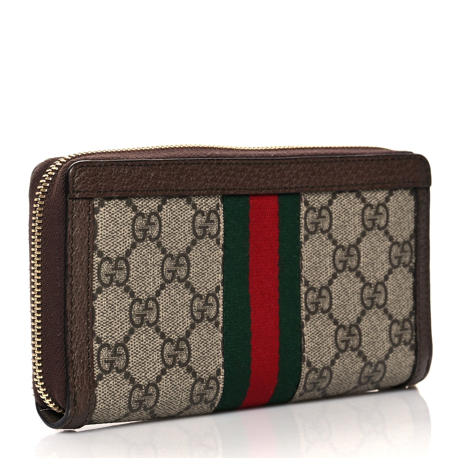 Gucci GG Supreme Monogram Web Ophidia Zip Around Wallet Brown 3 of 7
