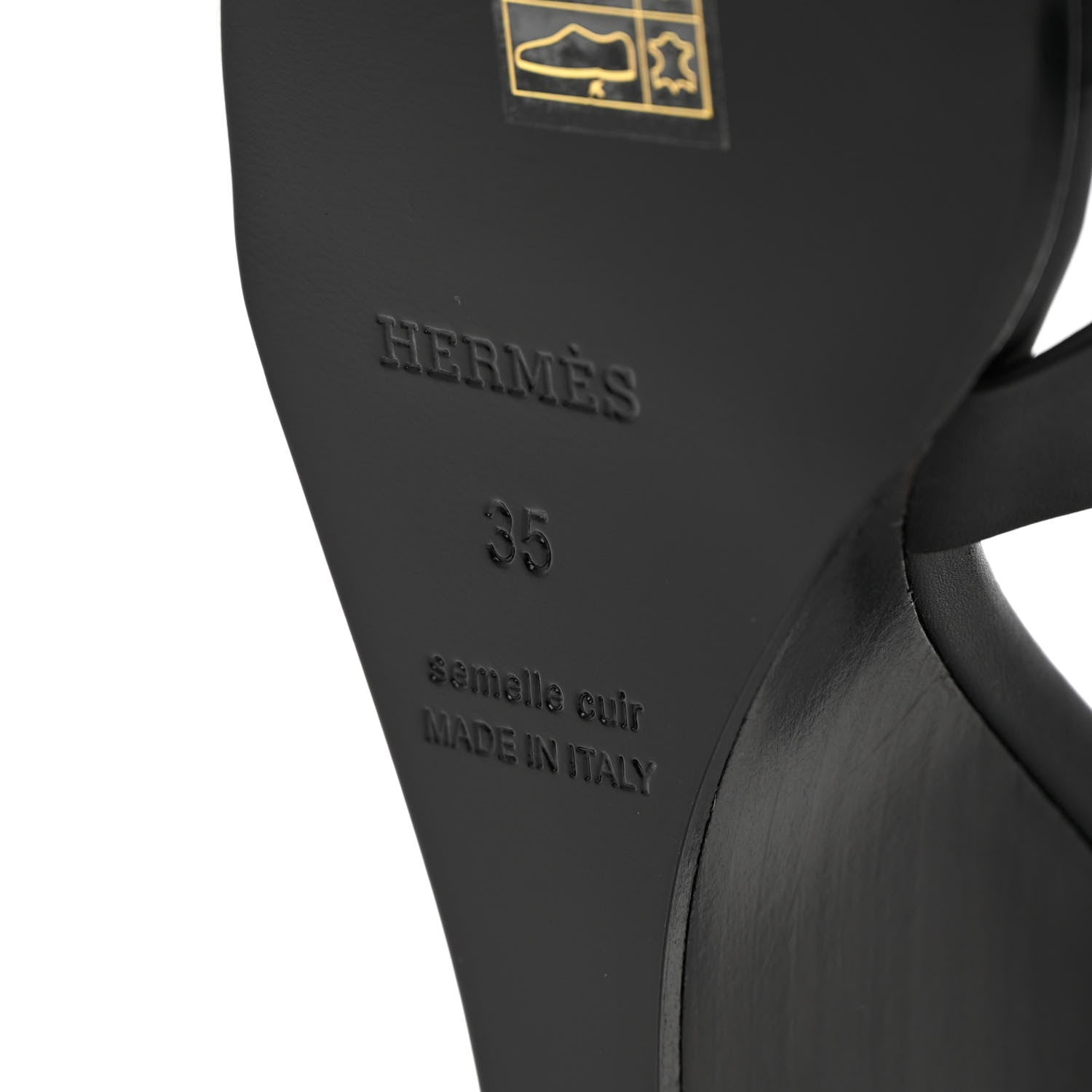Hermes Calfskin Legend Wedge Sandals 35 Black 8 of 9