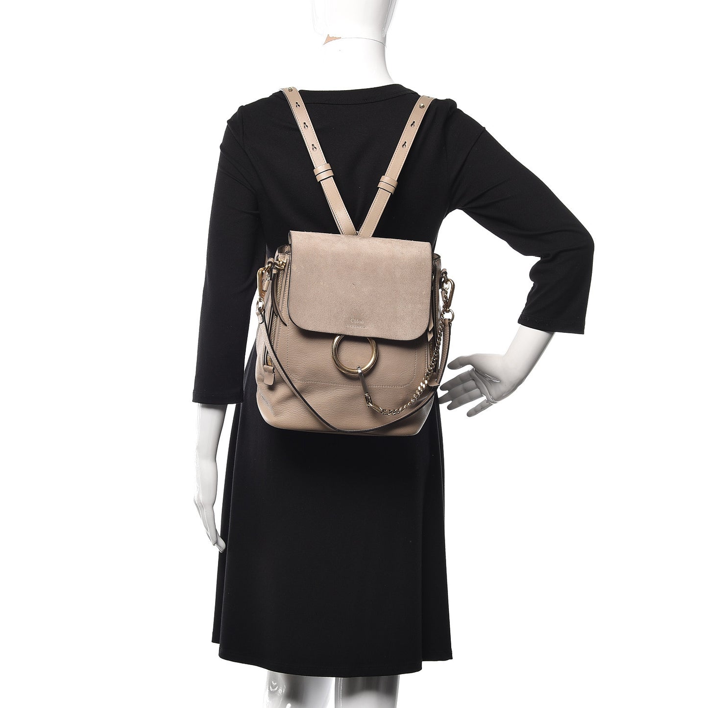 Suede Calfskin Medium Faye Backpack Motty Grey