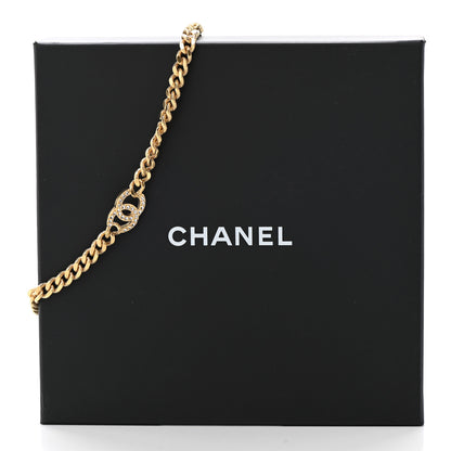 Chanel Crystal Chain Link CC Choker Necklace Gold 7 of 7