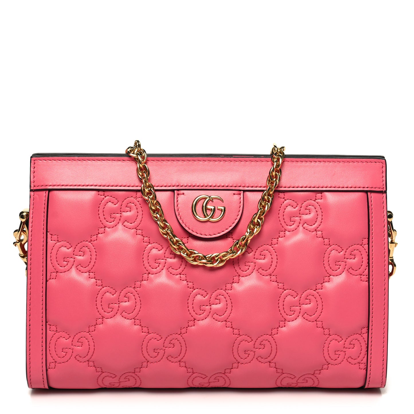 Calfskin GG Matelasse Small Slim Chain Shoulder Bag Rhodamine Pink Natural