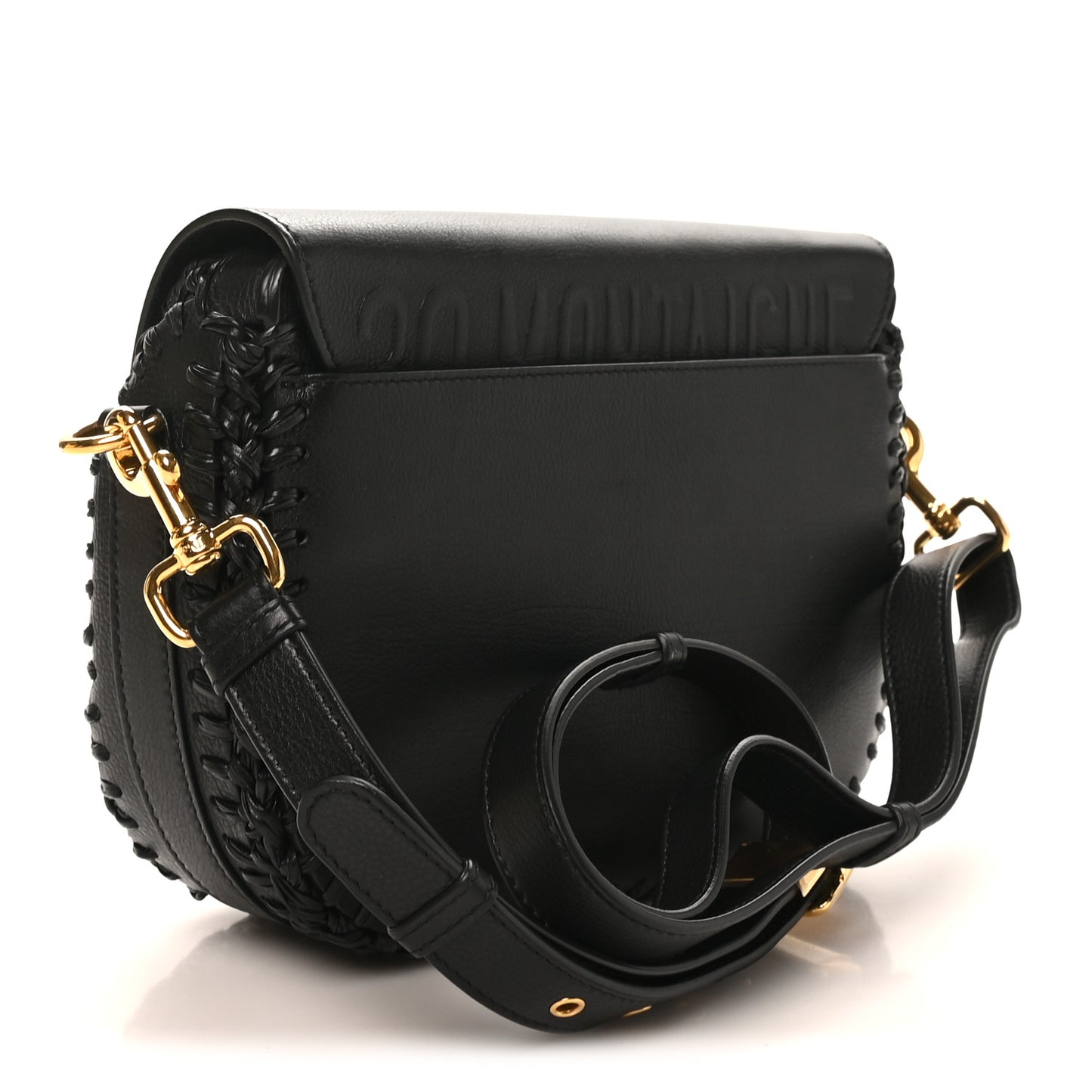Grained Calfskin Medium Whipstitched Bobby Bag Black
