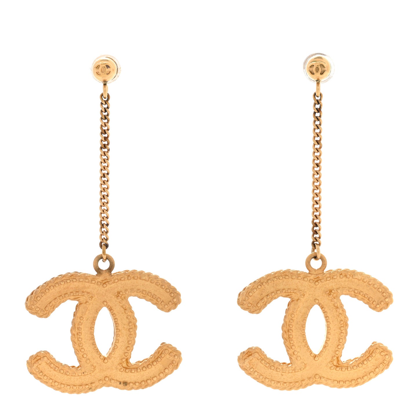 CC Drop Earrings Matte Gold
