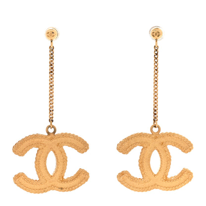 Chanel CC Drop Earrings Matte Gold 1 of 5