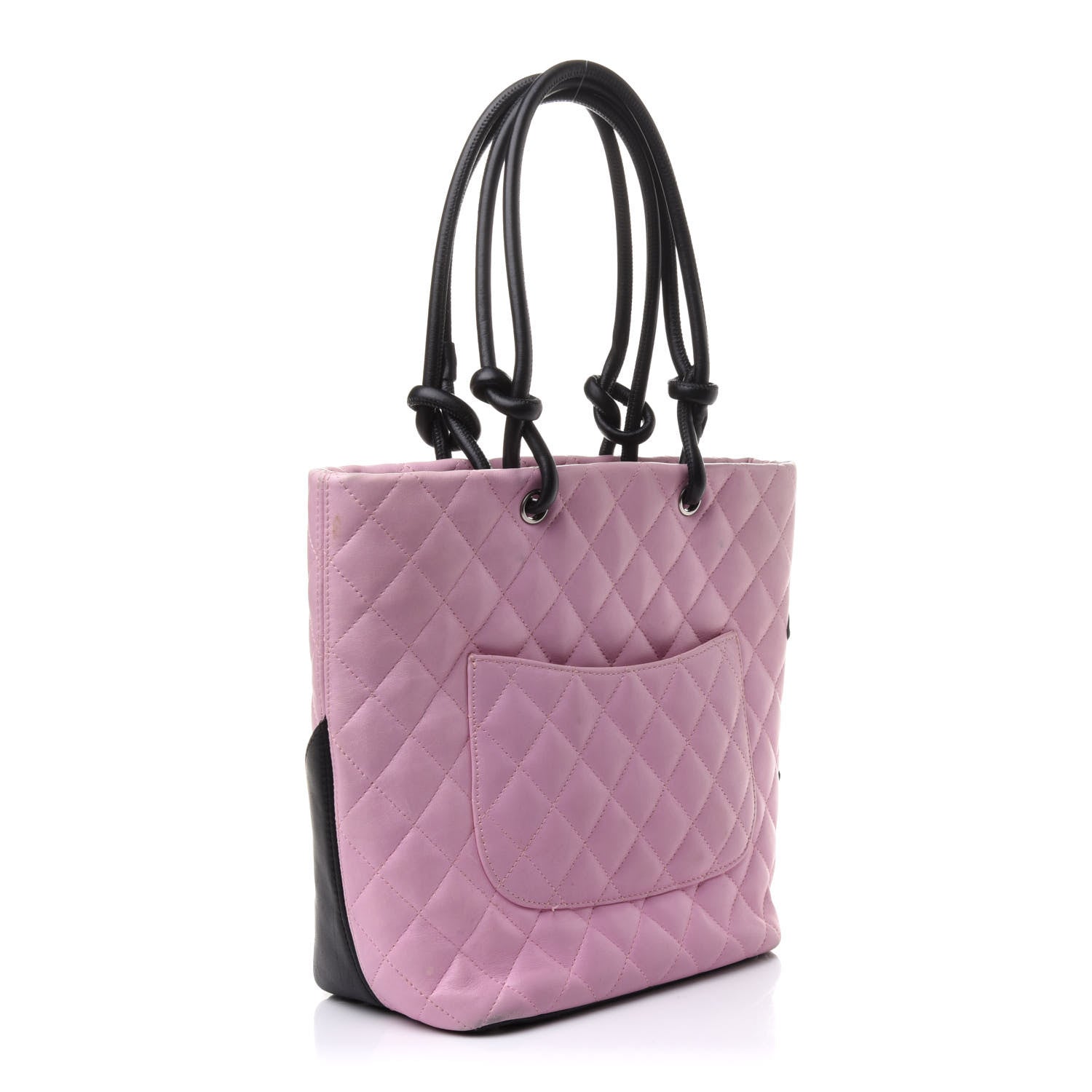 Chanel Calfskin Quilted Medium Cambon Tote Pink Black 3 of 17