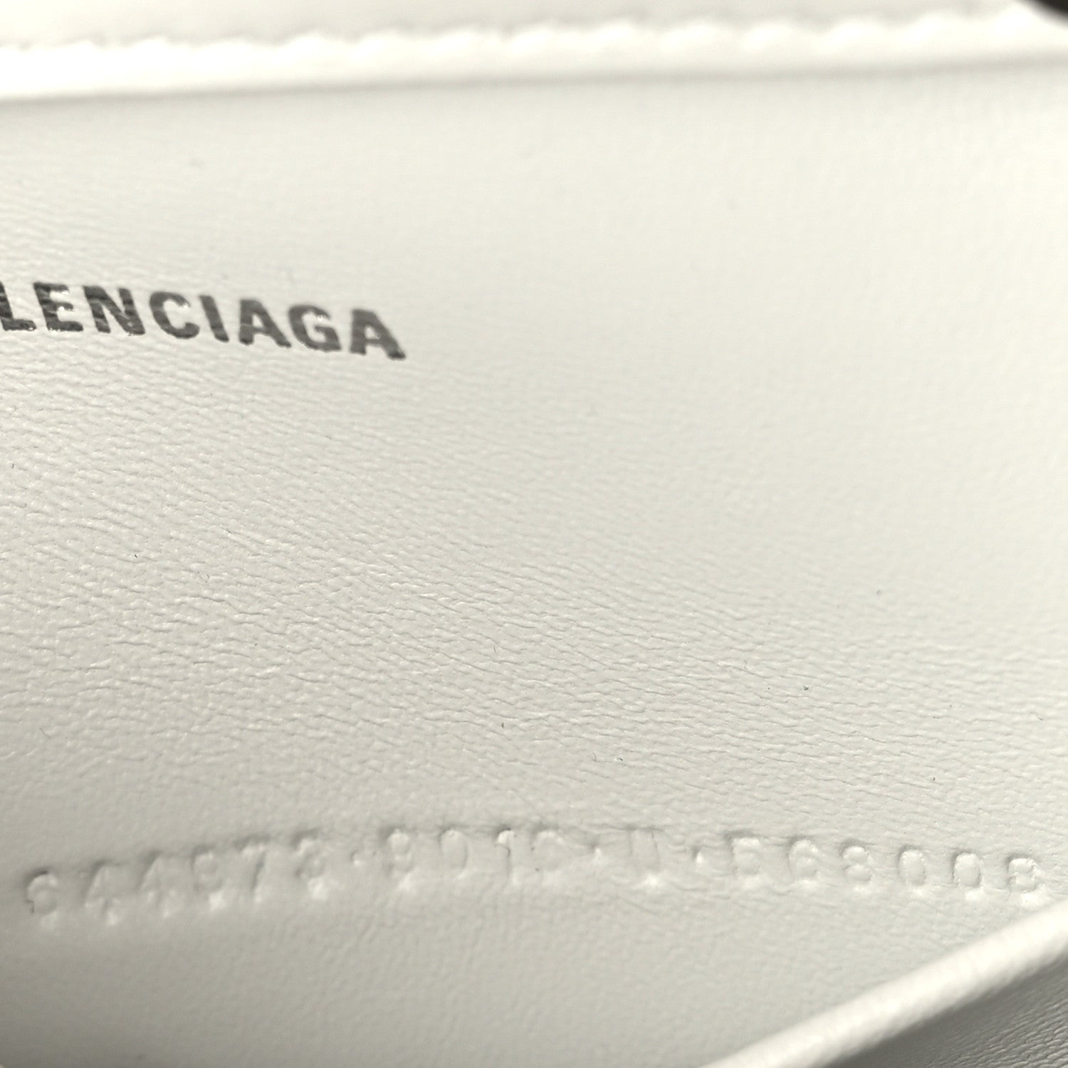 Balenciaga Shiny Calfskin Crocodile Embossed Small Hourglass Evening Chain Bag White 7 of 9