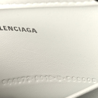 Balenciaga Shiny Calfskin Crocodile Embossed Small Hourglass Evening Chain Bag White 7 of 9