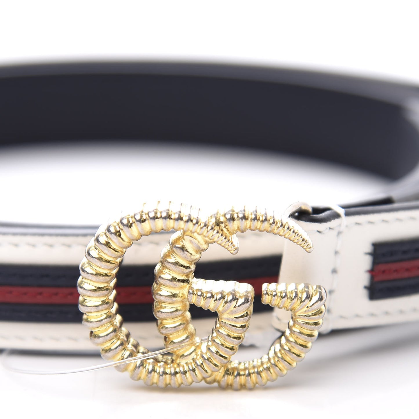 Calfskin 20mm Torchon Double G Sylvie Belt 90 36 Off White Blue Red