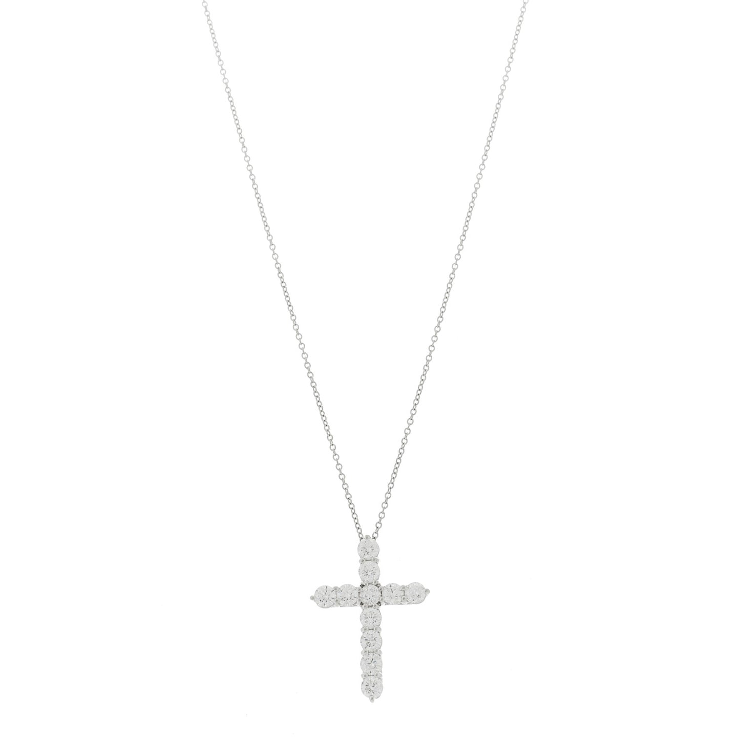 Platinum Diamond Large Cross Pendant Necklace